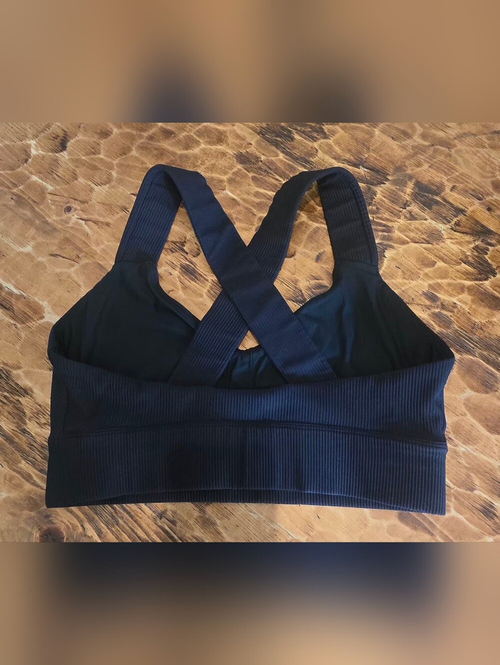 Black Cross-Back Ribbed Bralette - Picture 2 of 4